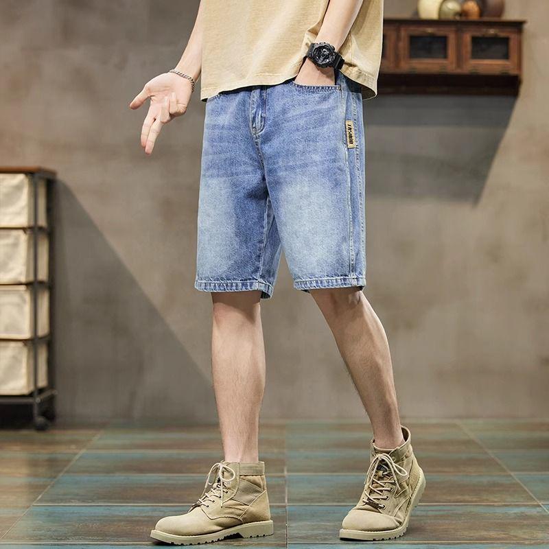 Men's Summer Denim Workwear Shorts - Trendy, Loose, Casual Five-Point Breeches, 2024 Collection