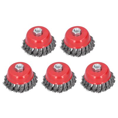 5 Stücke Drahtrad Rostentfernung Stahl Twisted Cup Pinsel Polieren Reinigungszubehör M10 Gewinde