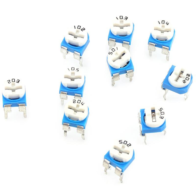 100 Pcs 10 Values 500ohm1m Ohm Film Variable Resistor Potentiometer Rheostat Trimpot Assortment