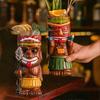 4 Set Exotic Cocktail Tiki Mugs for Tropical Party Bar, Colorful Ceramic Drinkware, 16 oz Capacity, Durable Design