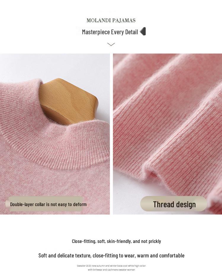 2024 A/W Women's Solid Color Wool Half-High Neck Sweater