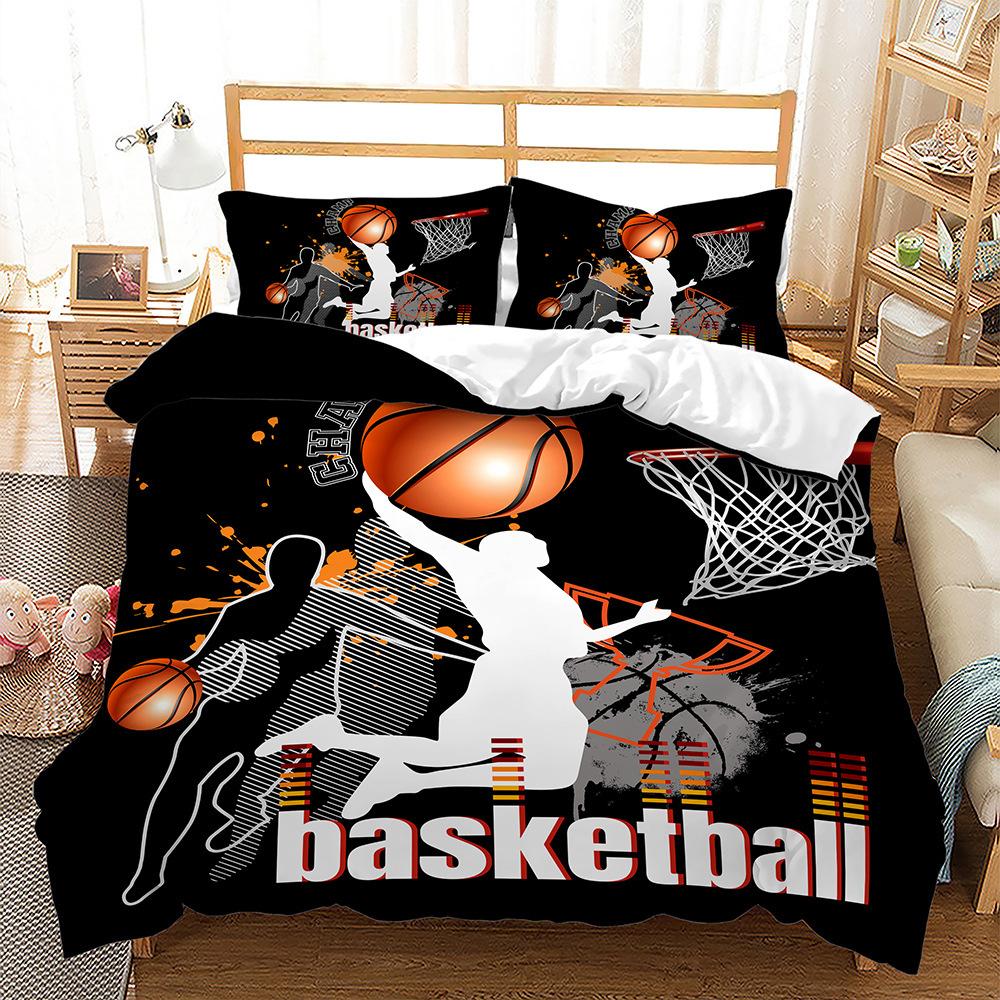 Basketball Football 3D Digital Printed Bed Kit Three Piece Quilt Cover