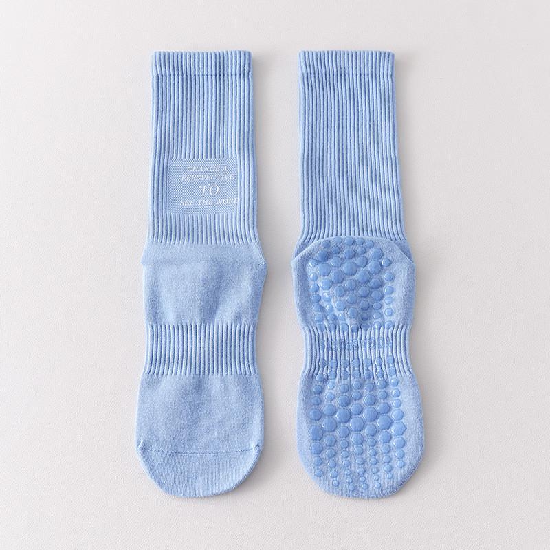 Womens Non Slip Professional Yoga Socks Dopamine Color Mid Calf Sock For Pilates Fitness Jumping Rope Running Dance Training Sports