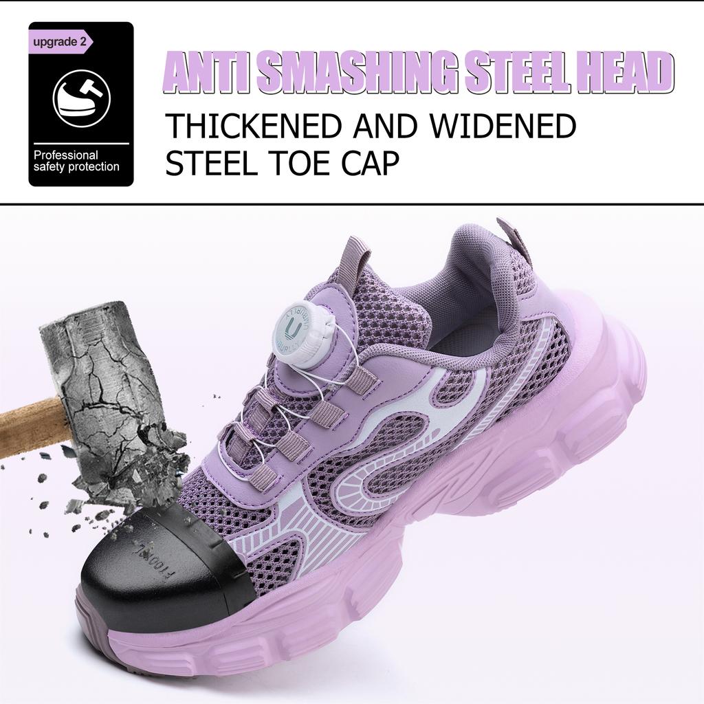 Safety Shoes for Women Steel Toe Sneakers Puncture Lightweight Boots Female Pink Small Size Safety Shoes Women Sneakers