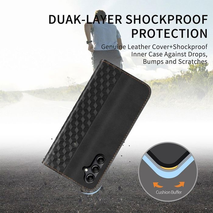 Coque pour Samsung Galaxy S25 Edge - BOOLING - Synthécuir Antichoc Noir - 2 Verres Trempés