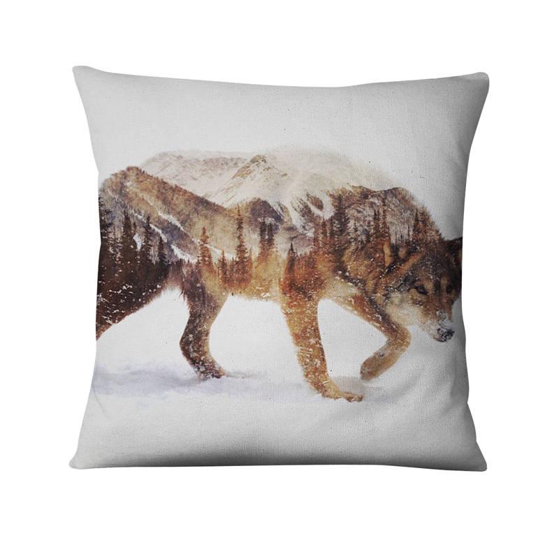Scandinavian Cushion Decorative Pillow Throw  Winter Animal Digital Print Case