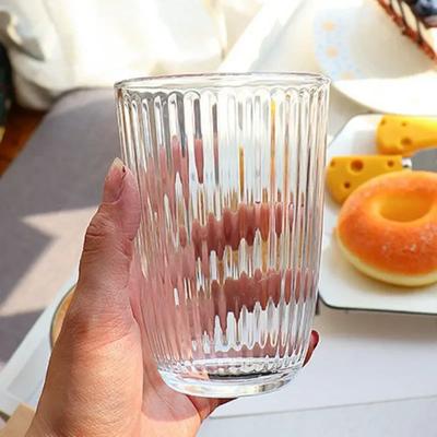 250ml/360ml Coffee Mugs Cafe Vintage Striped Cups Transparent Glass Latte Iced Coffee Cup Cold Extract Mocha Classic Drinkware