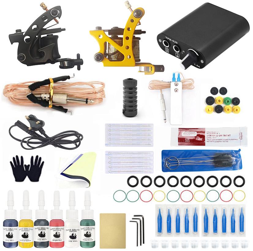 Schwarzes & Gelbes Duales Tattoo-Maschinen-Set: Ausrüstung für absolute Anfänger