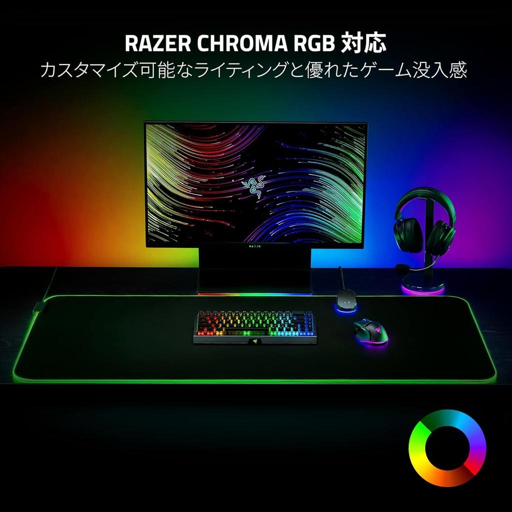 Gaming Customizable Chroma RGB Balanced Speed and Rubber Synapse 3 1200mm X 550mm X Goliathus Chroma 3XL Black Mousepad, Lighting, Control,
