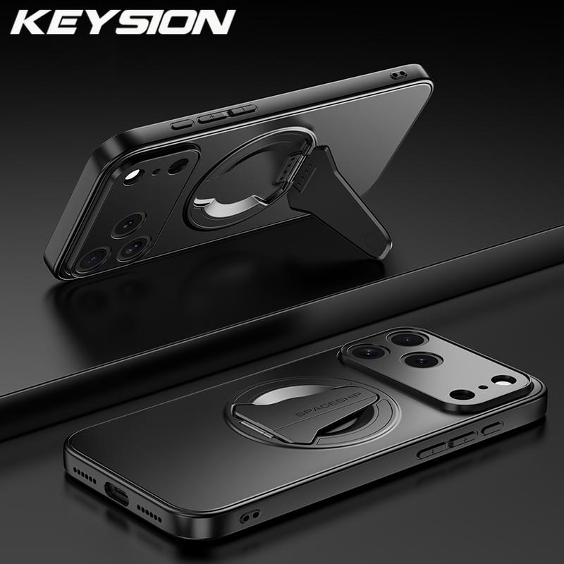 KEYSION Magnetische Handyhülle für iPhone 17 Pro Max Metalllack Silikon+PC Aufstellbarer Ständer Stoßfeste Hülle für iPhone 17 Air