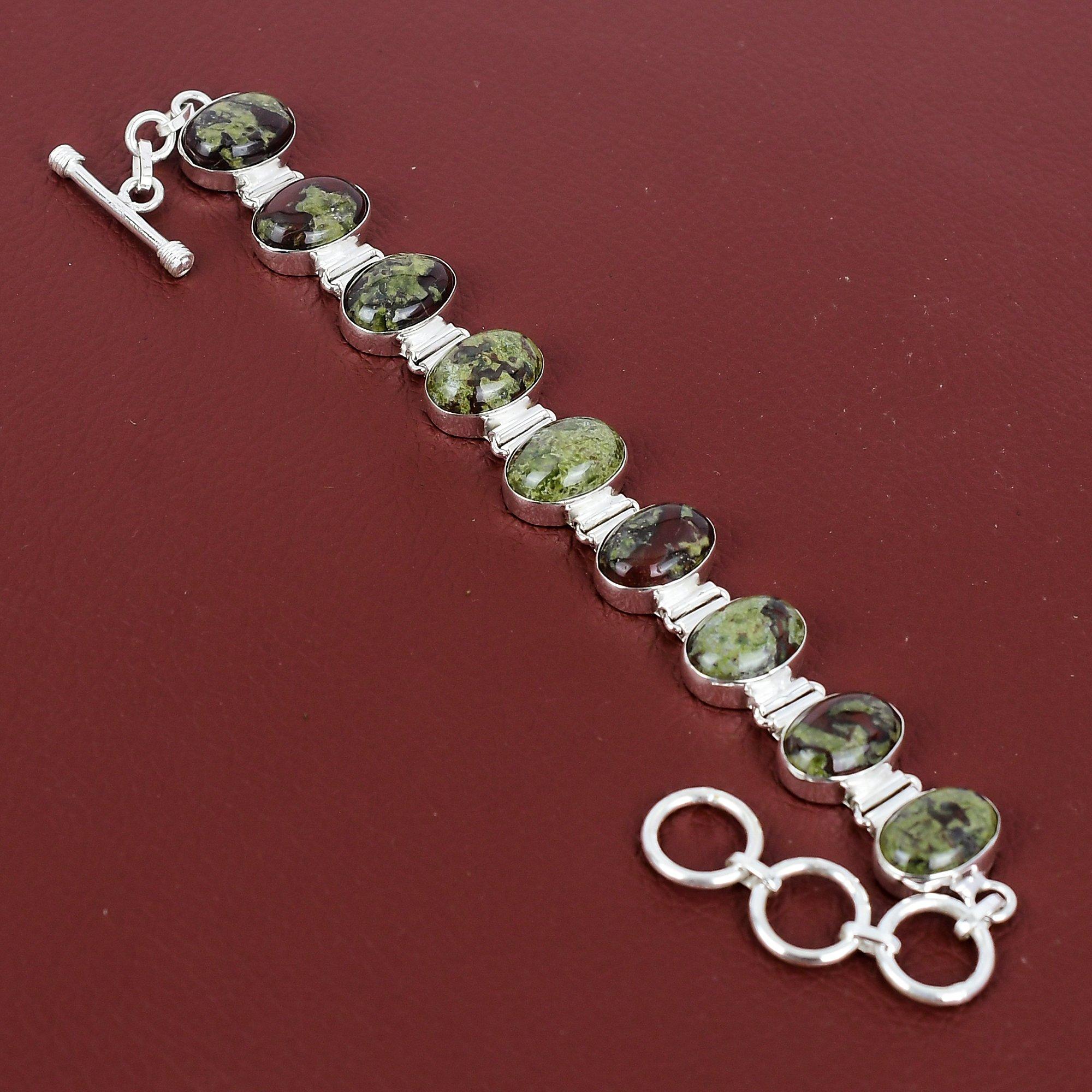 Dragon Bloodstone Bracelet Gemstone Bracelet Handmade Jewelry 925 Sterling Silver Bracelet Adjustable Chain Bracelet Silver Jewelry For Gift Adjustable