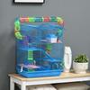 Hamster Cage, 5 Tier Carrier Habitat with Exercise Wheels Tunnel Tube Water Bottle Dishes House Ladder, Gerbil Cage for Dwarf Mice, Blue