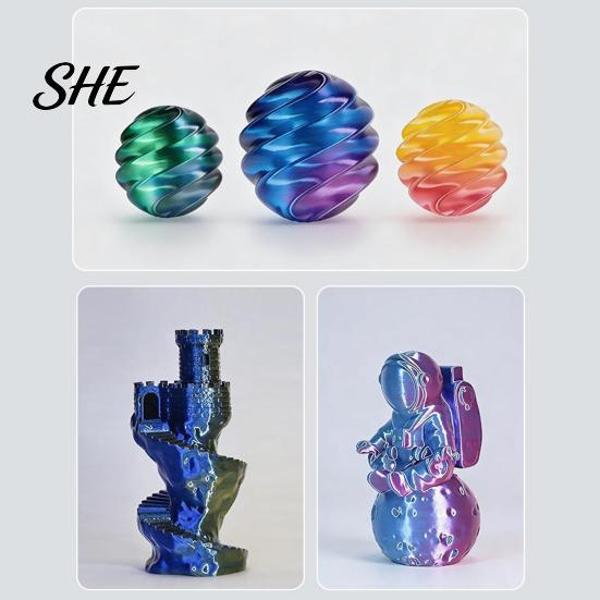 Object Printing Material Three-Color Gradient Silk PLA Filament, 1.75mm 1Kg Spool, Shiny Multicolor Low Warpage Filament 3D Printer for DIY Figurines