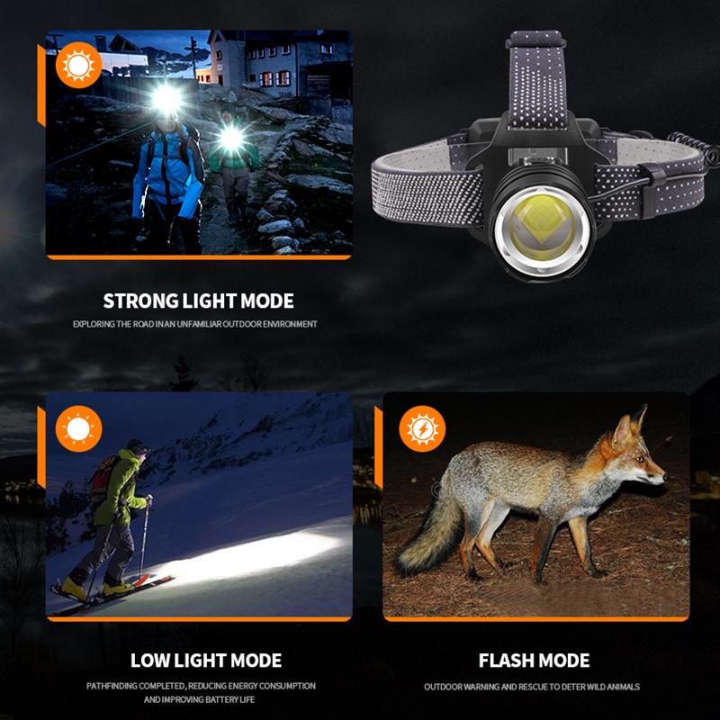XHP199 16-Core Led Headlamp Zoomable Head Flashlight Lamp Torch 18650 Battery Waterproof for Camping Headlight