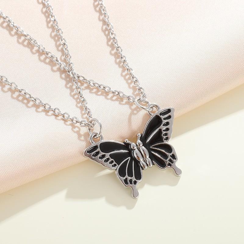 Cross-border New Best Friend Colorful Butterfly Match Friendship Magnetic Necklace Sweater Chain
