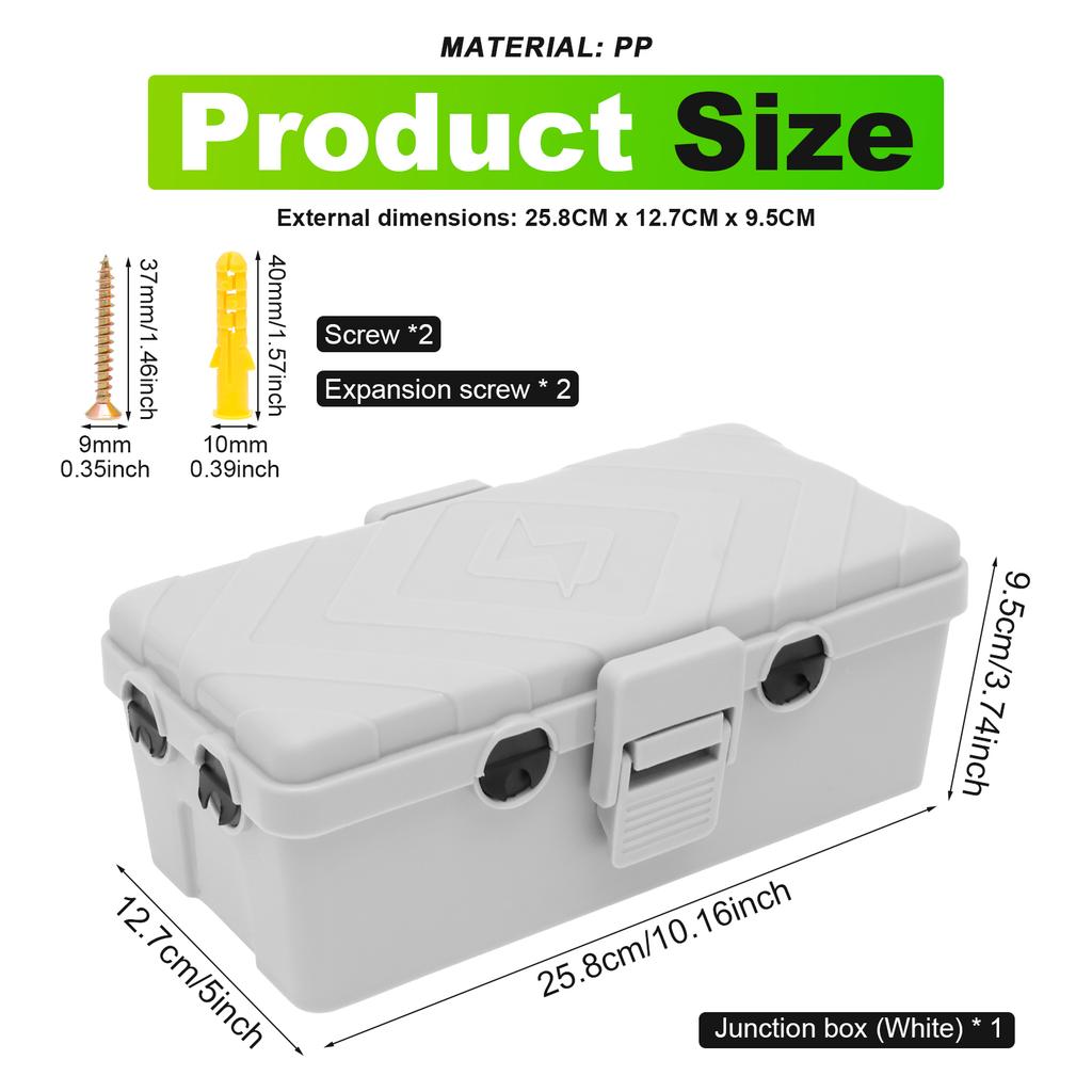 Weatherproof Electrical Connection Box  25.8x12.7x9.5cm Outdoor Electrical Box,Waterproof Extension Cord Covers for Plug Cables