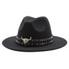 Woolen Jazz Top Hat Women'S Minority Style Flat-Brimmed Big Eaves Hat
