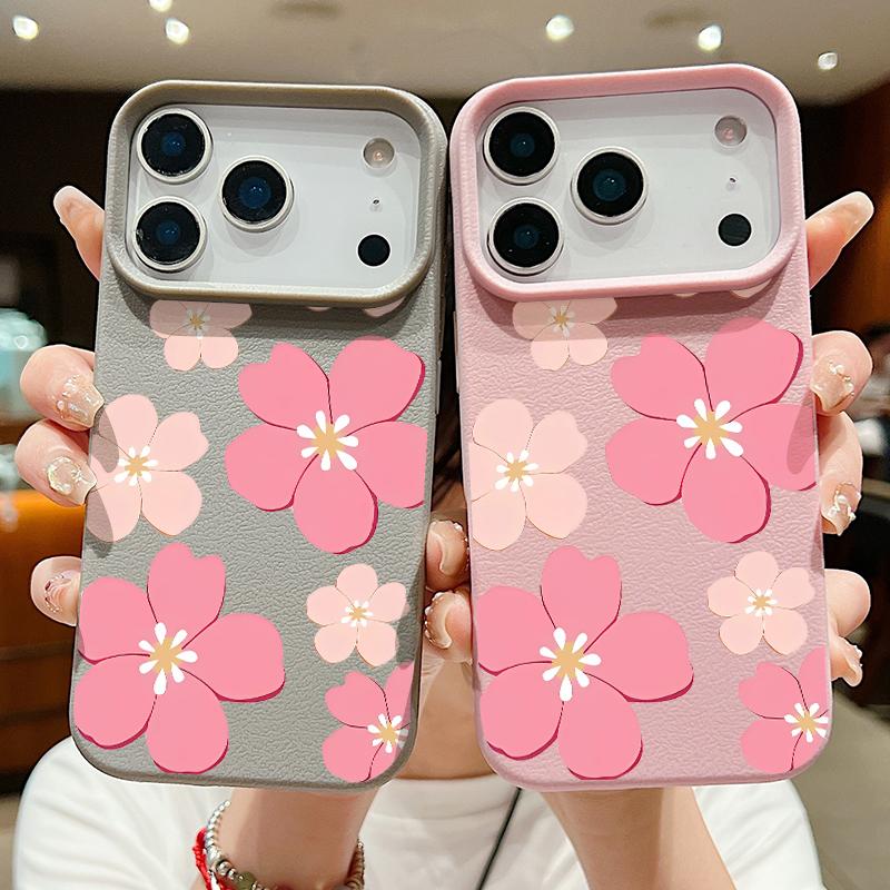 Custodia per Telefono in Silicone con Motivo Floreale Per iPhone 17 Pro Max 16 15 14 Pro Max 13 Pro Max 11 Cover Morbida Antiurto con Texture in Pelle