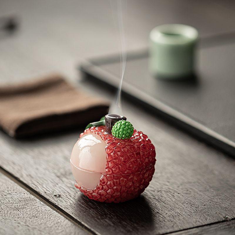 Lychee Fruit Shaped Incense Burner Mini Auspicious Cloud Tray for Sandalwood Agarwood Home Aroma Diffuser