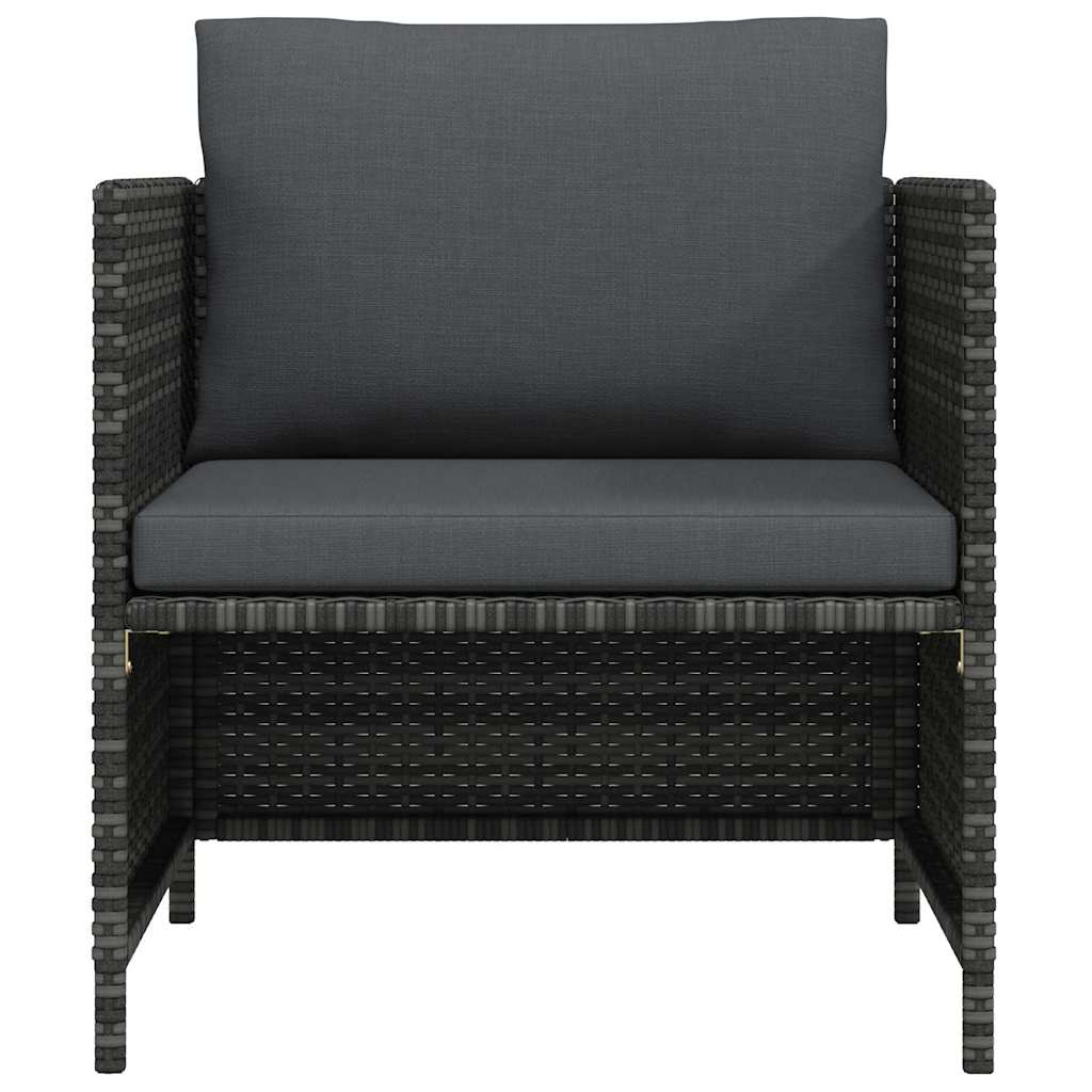 Vidaxl Sofa Ogrodowa Z Poduszkami, Szara, Polirattanowa