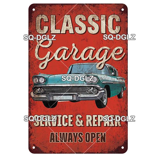 Retro Hot Rod Garage Metal Tin Sign Vintage Style Wall Door Decor for Man Cave Home Workshop