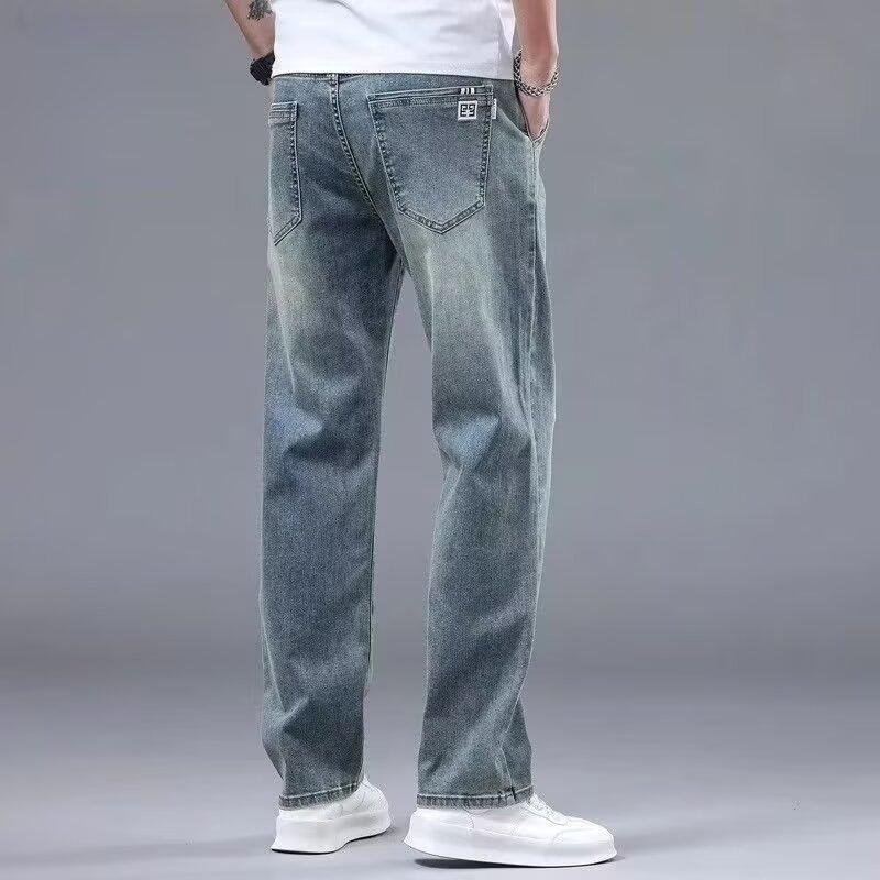 Summer thin jeans men's loose American trendy brand ruffian handsome straight versatile elastic casual trousers