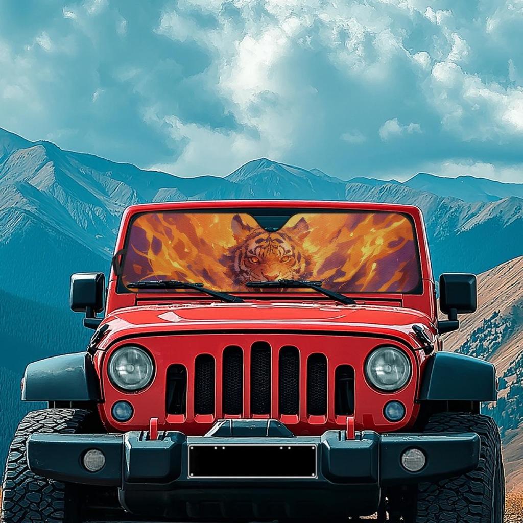 Creative Tiger Accordion-Style Off-Road Vehicle Sunshade Shield