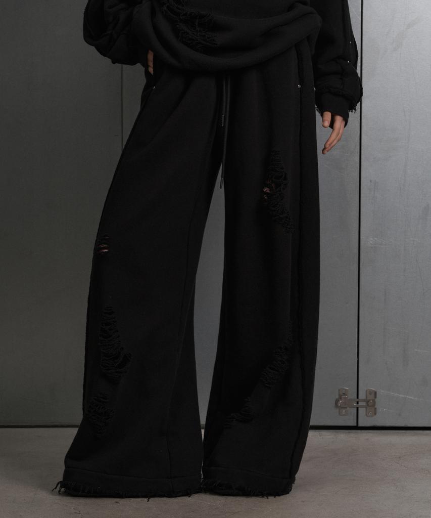 ZNUZ Scratch Damage Wide Pants - Black