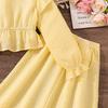 Girls' Big Children's Suit Children's Wear Autumn New Casual Striped V-Neck Lace Long Sleeve Short Top Skirt