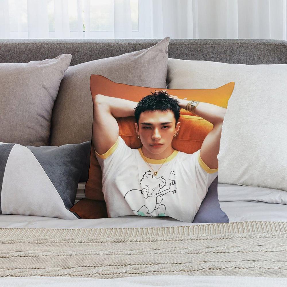 HOT-KPOP Idol h-Hyunjin Pillow Case Short Plush Sofa Decorative Gift Home Double-sided Printing Cushion