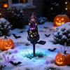 Festive Patio Illumination Solar Witch Statue with Glowing Cauldron Outdoor Halloween Garden Light Waterproof Lawn Sculpture Resin Decorative