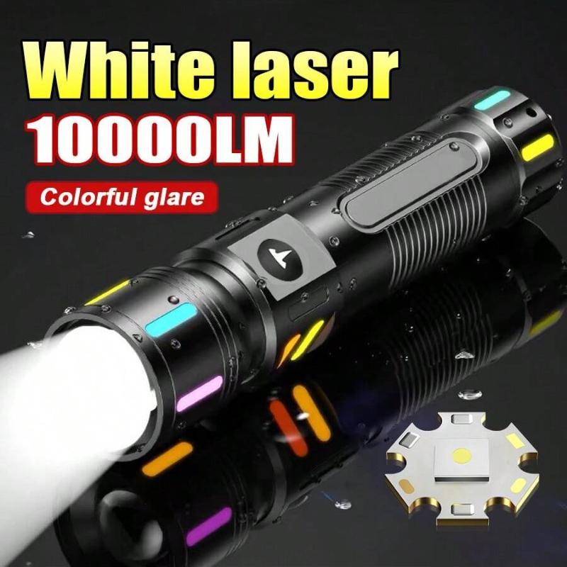 New Powerful LED Flashlight Rechargeable Portable Torch Outdoor Hiking Emergency Light White Laser Flashlight