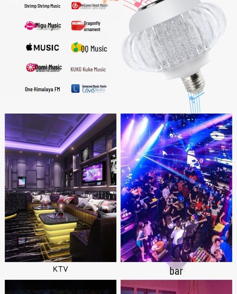 Bluetooth LED Music Bulb: 7-Color Changing Speaker Light with Remote Control for Stage and Ambiance