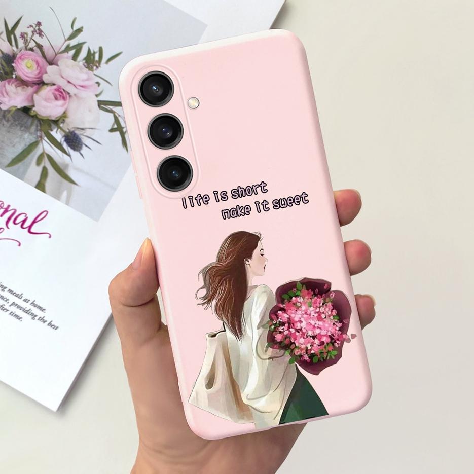 For Samsung Galaxy A55 Case Pretty Cartoon Girls Sunflower Cover Soft TPU Phone Case For Samsung A15 A25 A35 A55 5G Fundas Coque