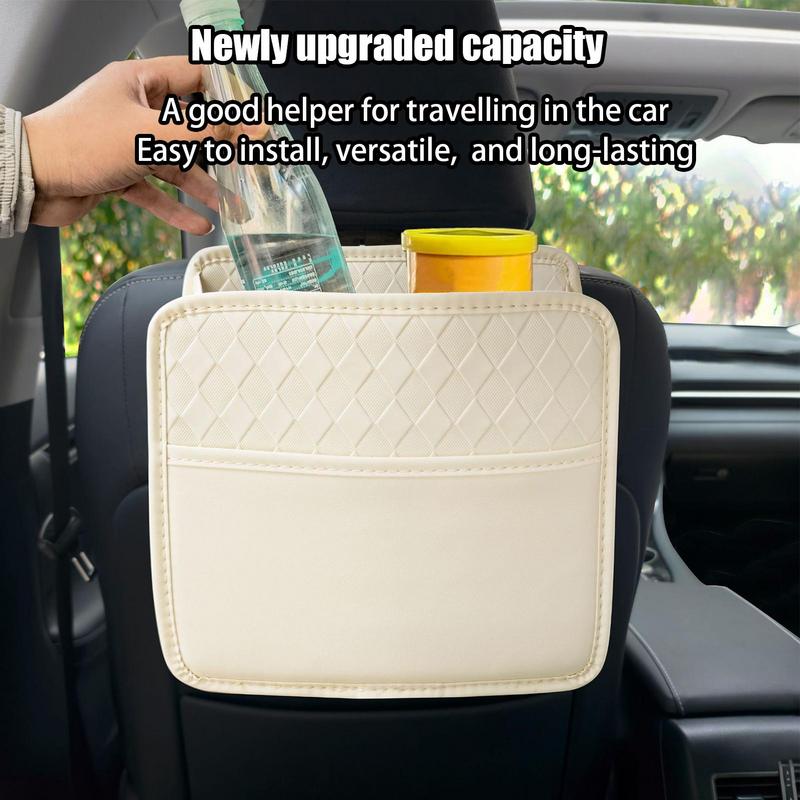 Backseat Pockets for Car Artificial Leather Car Seat Back Bag with Compartments Road Trip Must-Have Embossed Pattern Automotive