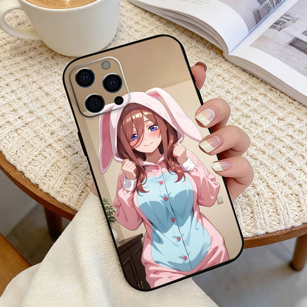 Anime Miku N-Nakano Phone Case For iPhone 17,16,15,14,13,12,11 Plus,Pro Max,XS,Soft Silicone Black Cover