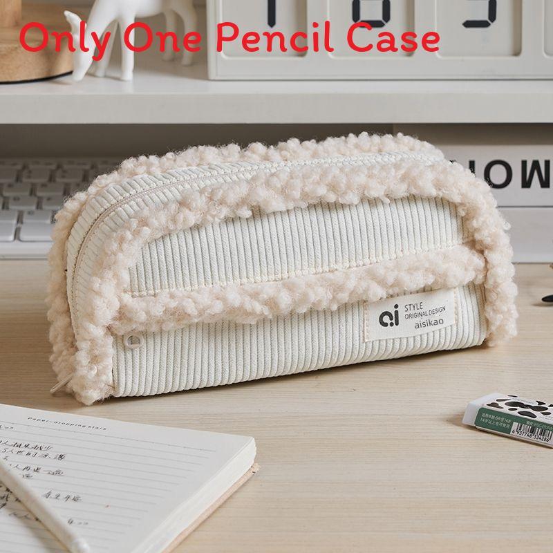 Corduroy Pen Case With Large Capacity For Office And School Supplies