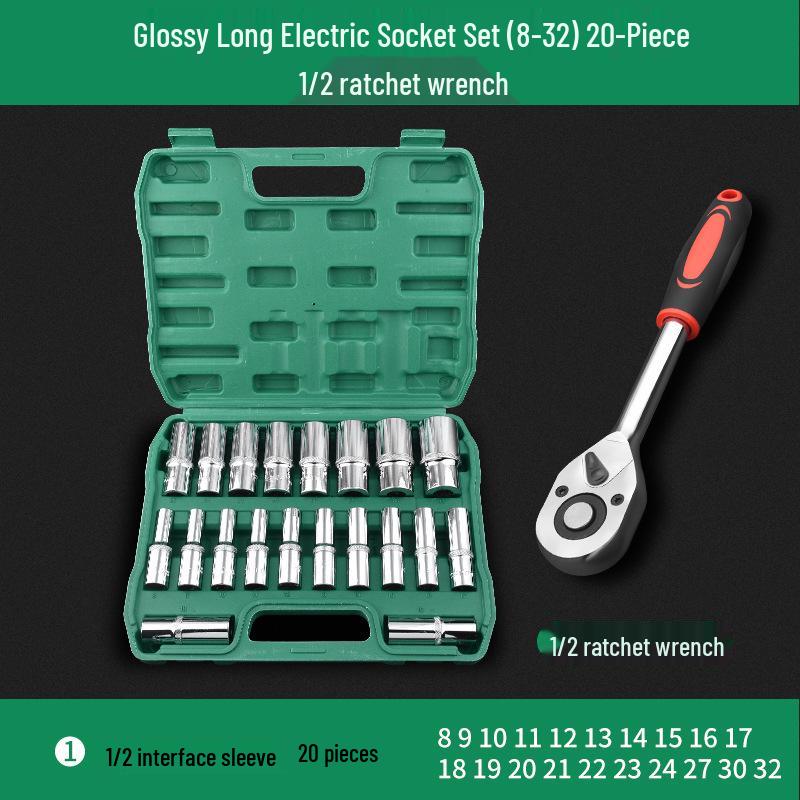 Comprehensive Electric Wrench Kit: Large, Medium, Small Socket Set with Air and Electric Wrench Tool Attachments