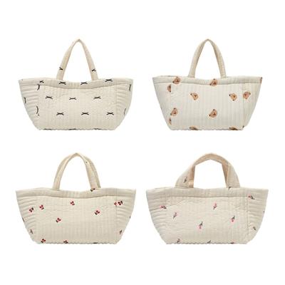 Travel Bag Diaper Storage Bag for Women Large Capacity Embroidery Pattern Handbag Pram Pushchair Hanging Bag Mom Bag