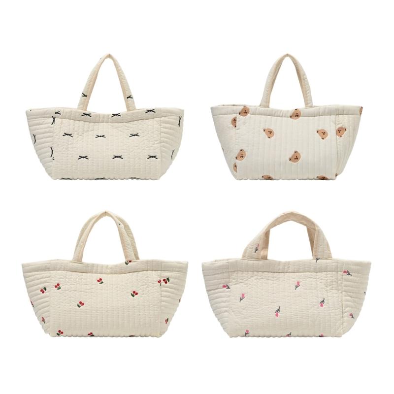 Reisetasche Wickeltasche für Frauen Große Kapazität Stickmuster Handtasche Kinderwagen Hängende Tasche Mama-Tasche
