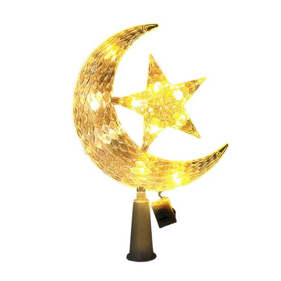 LED Christmas Tree Topper Star Moon Decoration Acrylic Xmas Ornament Energy Saving Shining Lamp Festive Home Room Decor