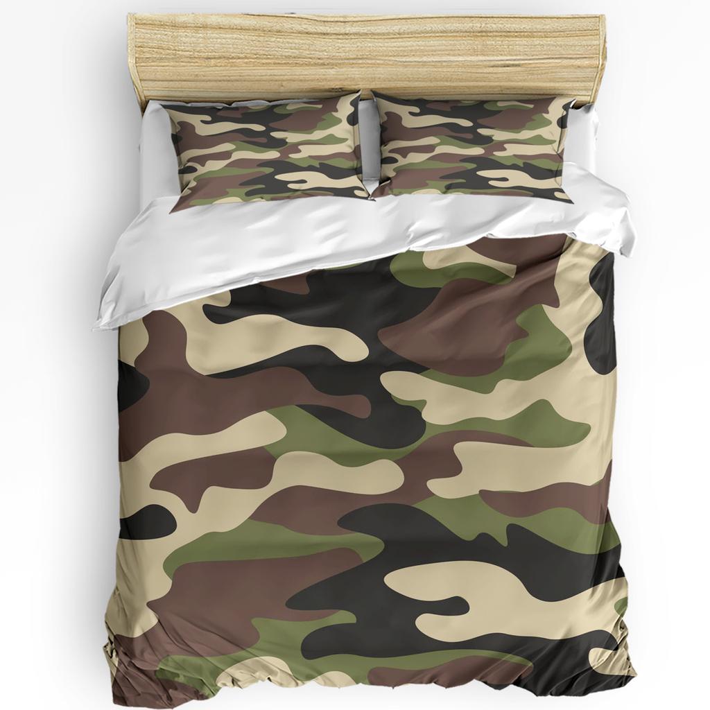 Set Biancheria da Letto Animali Per Camera da Letto Letto Casa Teschio Mimetico Design Militare con Vari Copripiumino Rana Copripiumino Federa
