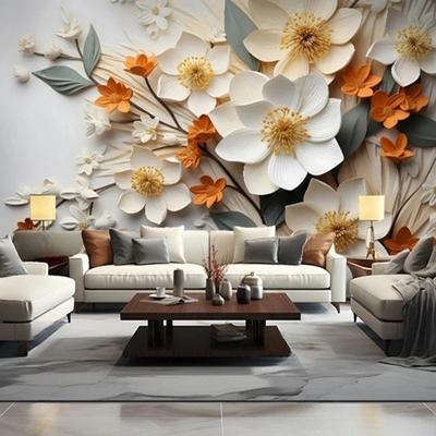 Moderne 3D Stereo Hintergrund Tapete Wandbild Blumenmuster Kunst Dekor Malerei Hintergrund Tapete