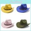 Vestlig Cowboyhat til Mænd Kvinder Med Uldfilt Stor Skygge Solbeskyttelse