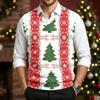 Herre Uld V-hals Strikket Sweater Vest, Juleprint Ærmeløs Pullover til Feriependling