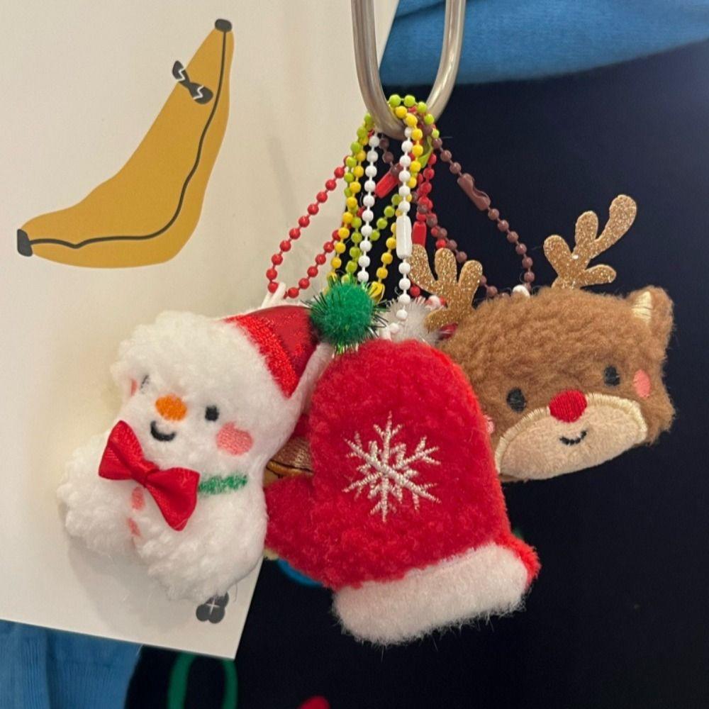 

Stuffed Plush Dolls Christmas Plush Pendant Snowman Plush Toy Cartoon Key Chain Hanging Accessory Style C