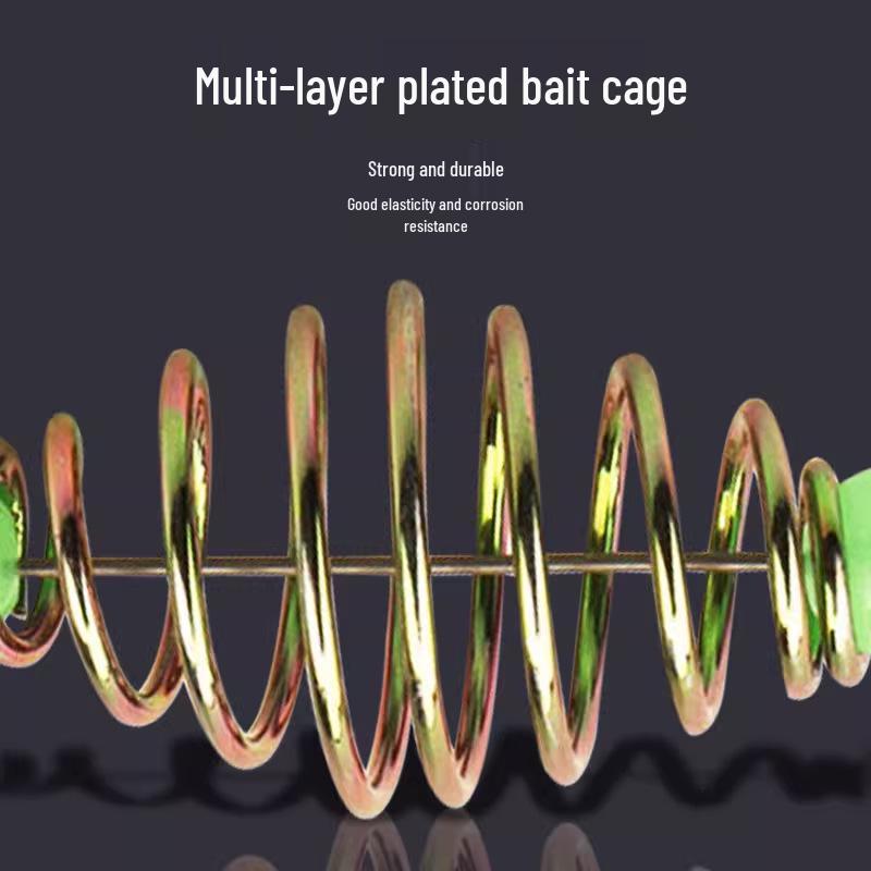 Spring Loaded Fishing Rod Holder with Luminous Beads and Double Hook Bait Cage for Float and Bottom Fishing