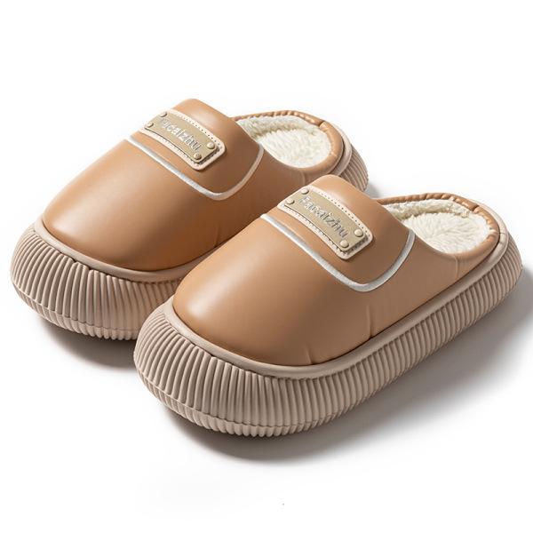 Removable waterproof cotton slippers women's autumn and winter new indoor home warm and non-slip couple outer wear cotton mop men