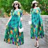 Summer Women's Plus Size Dress Loose Round Neck Floral Dress Soft Skin-friendly Breathable Long Dress