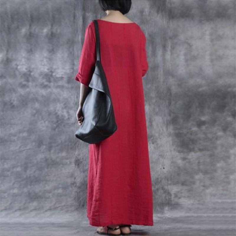 Women Simple Fashion Loose Baggy Long Maxi Dress Half Sleeve Split Plus Size For Effortless Elegance